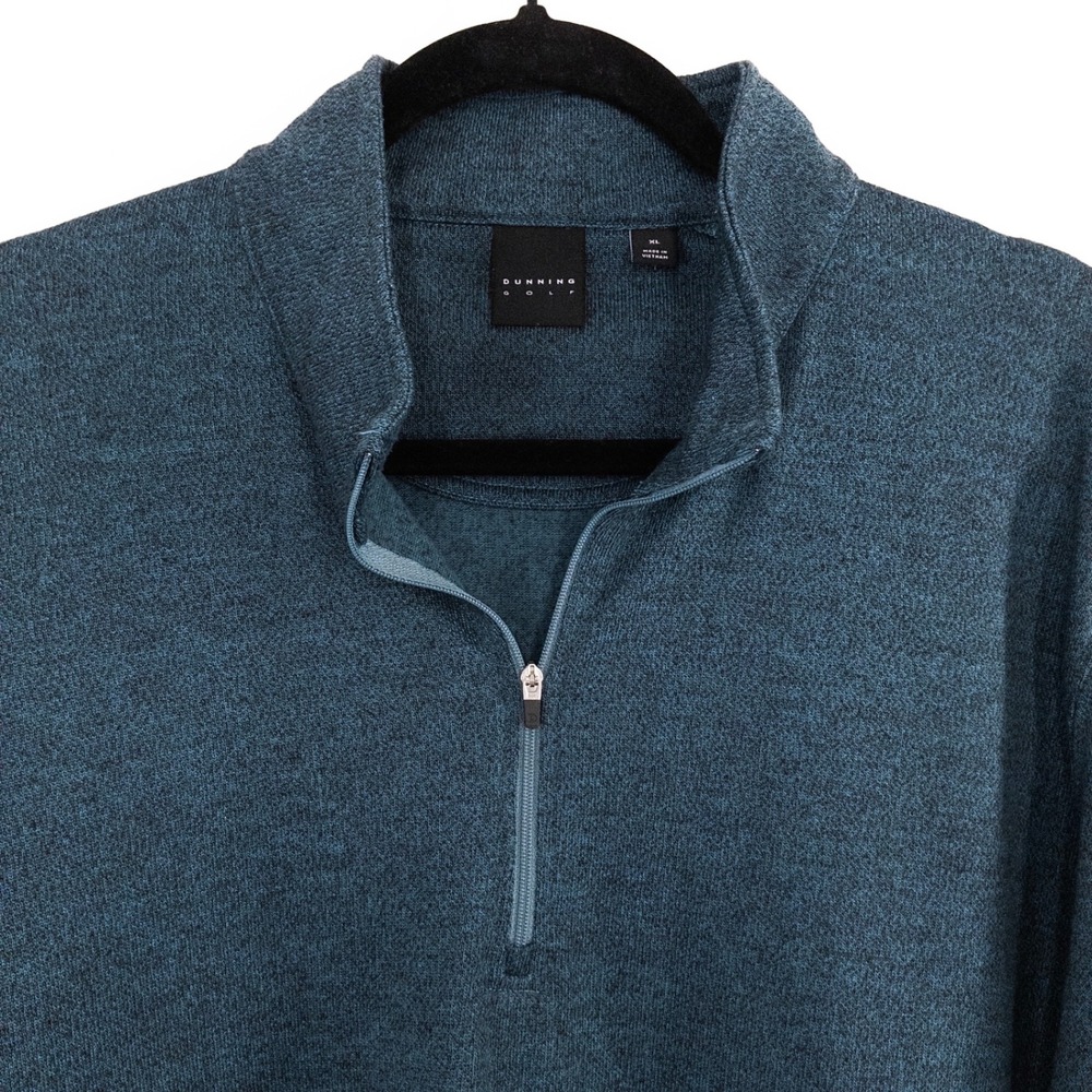 Dunning Golf‎ Men's XL Quarter Zip Pullover Teal Blue Heather Mock Neck
